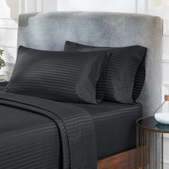 Cotton Sateen 3 Pcs Bedding Set Black Stripe