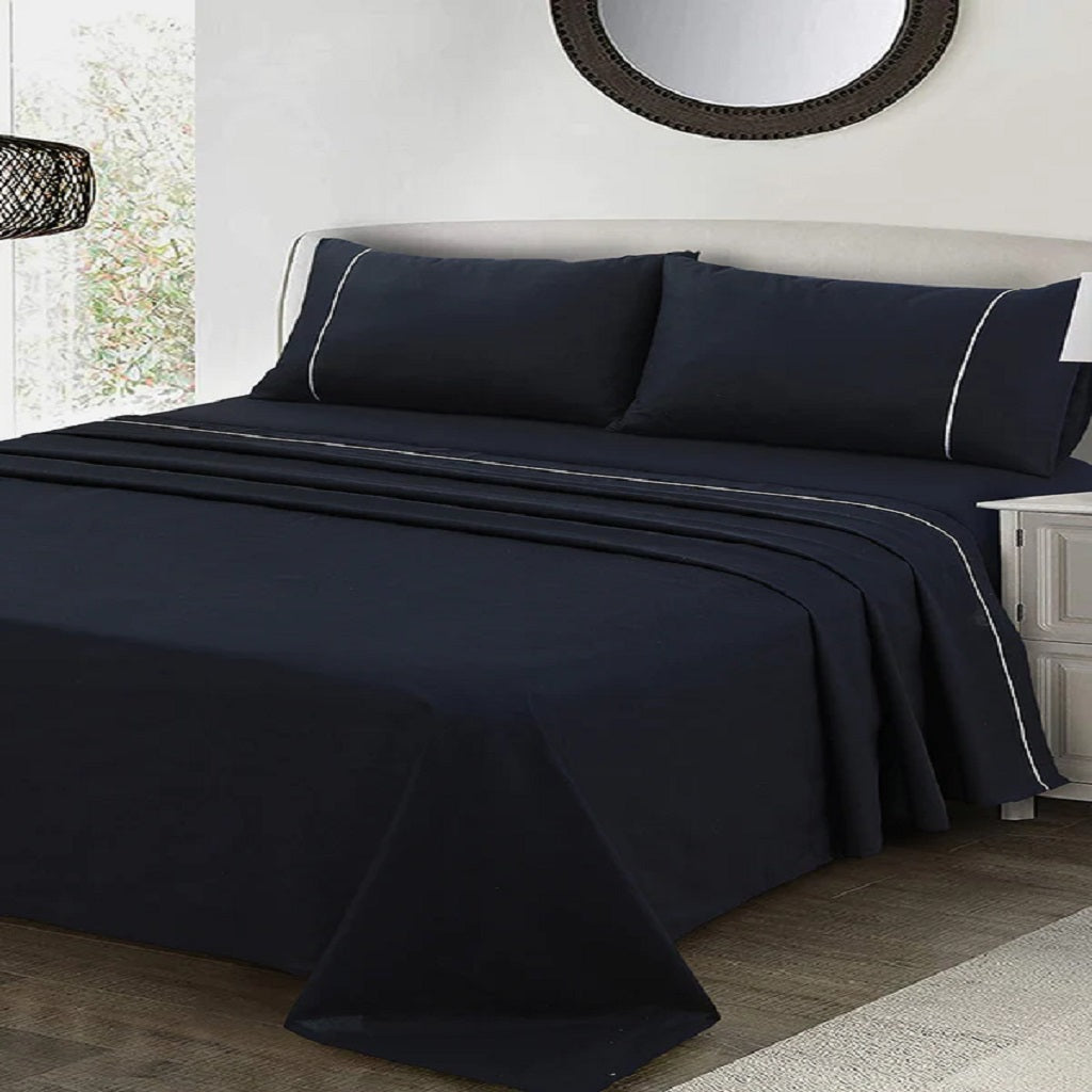 Cotton Sateen 3 Pcs Bedding Set Black