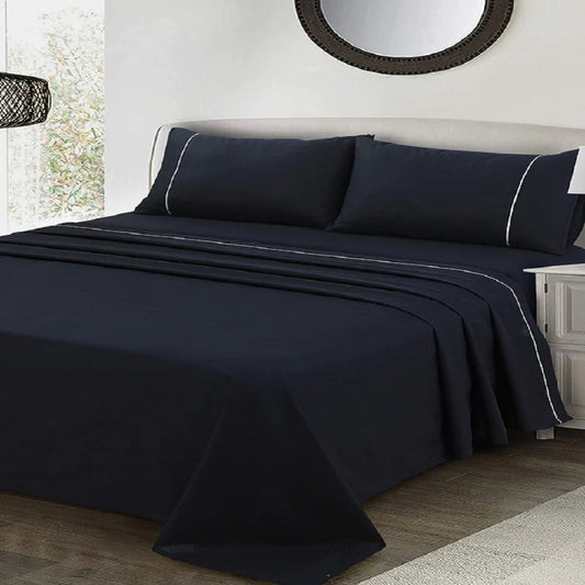 Cotton Sateen 3 Pcs Bedding Set Black 1024