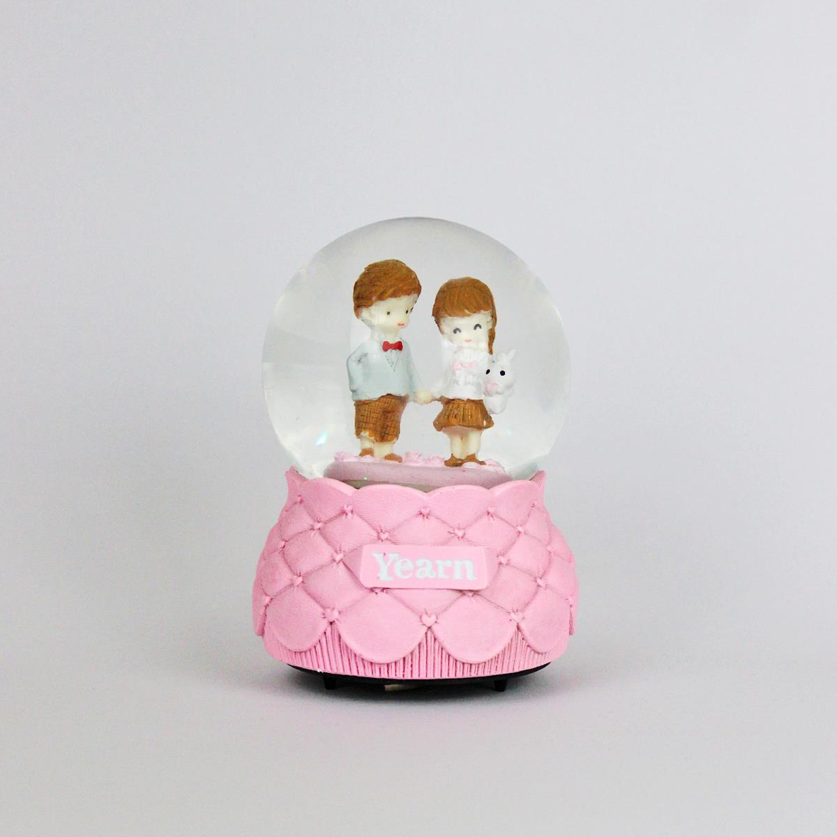 Couple Globe Showpiece Pink