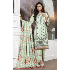 Crescent 3 Pcs Unstitched Printed Kotrai Suit Pistachio