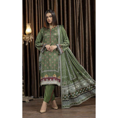 Crescent 3 Pcs Unstitched Printed Kotrai Suit Dark Green