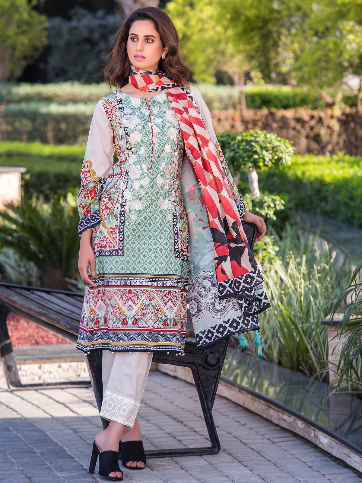 Crescent Embroidered Unstitched Lawn Spring 19 Design 7