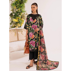 Dahlia 3 Pcs Embroidered  Unstitched Suit Black