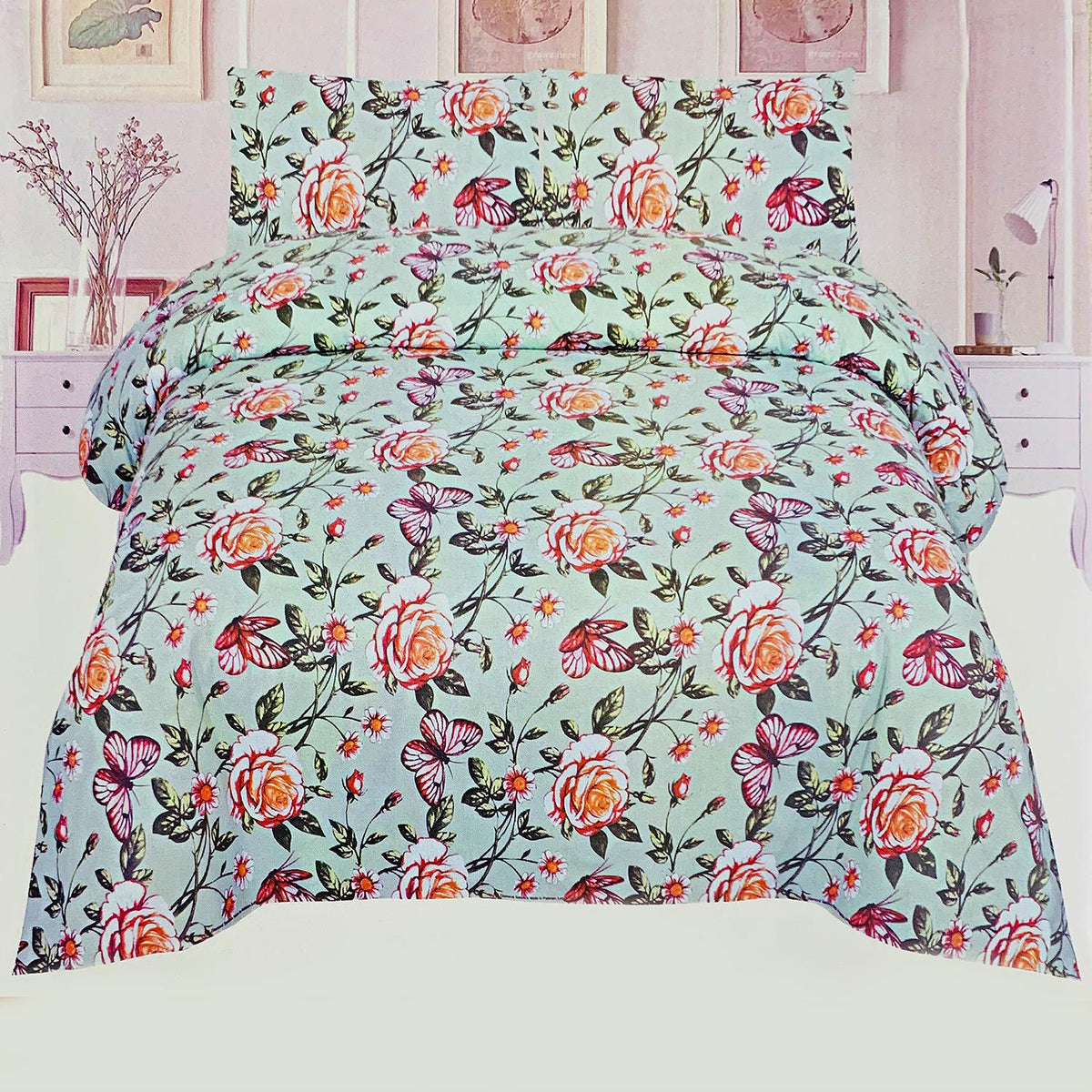 Darcey Floral 3 Pcs Bedding Set Green