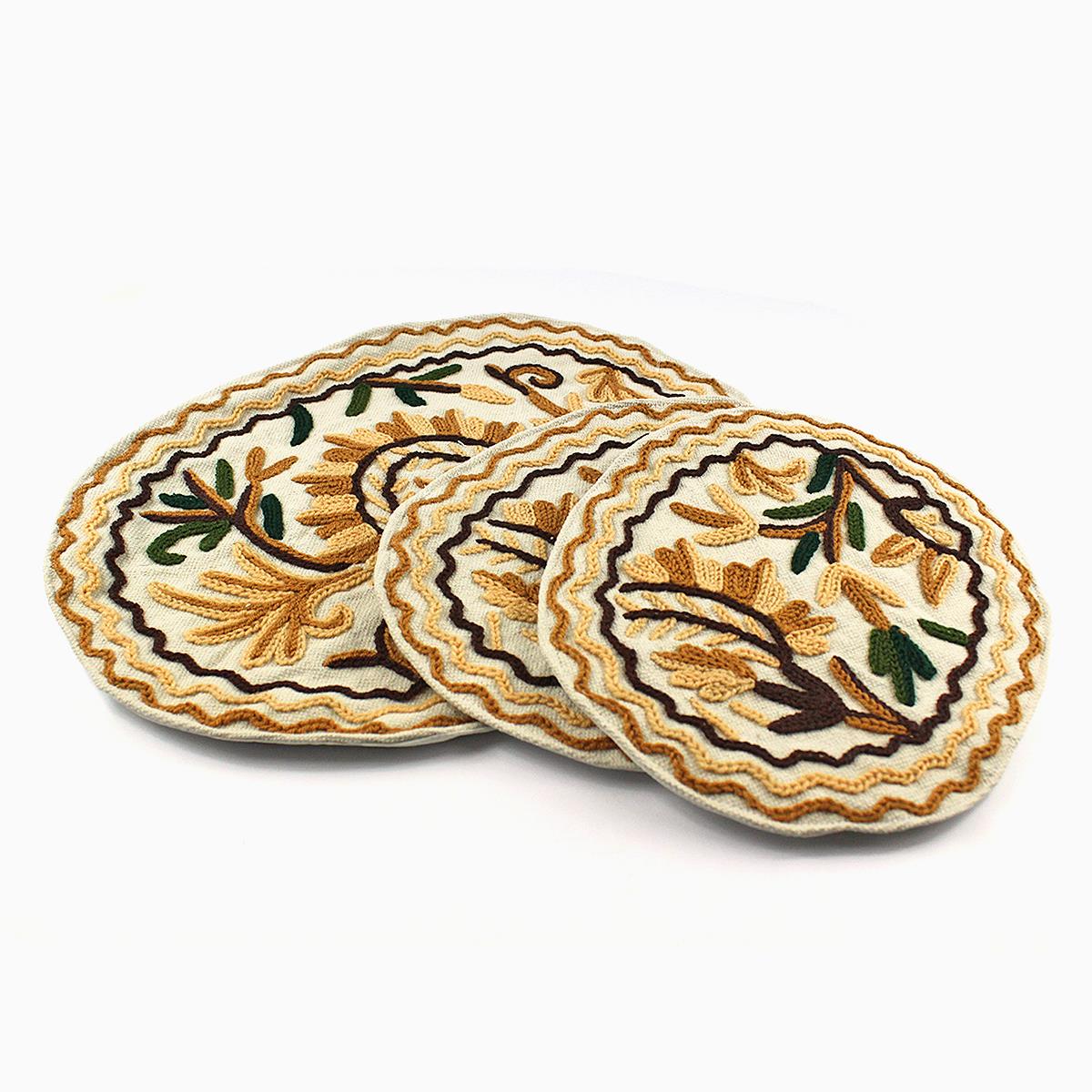 Delano 3 Pcs Handmade Placemats Set Tortilla Brown