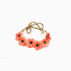 Delphine Flower Baby Crown Headband Salmon Red