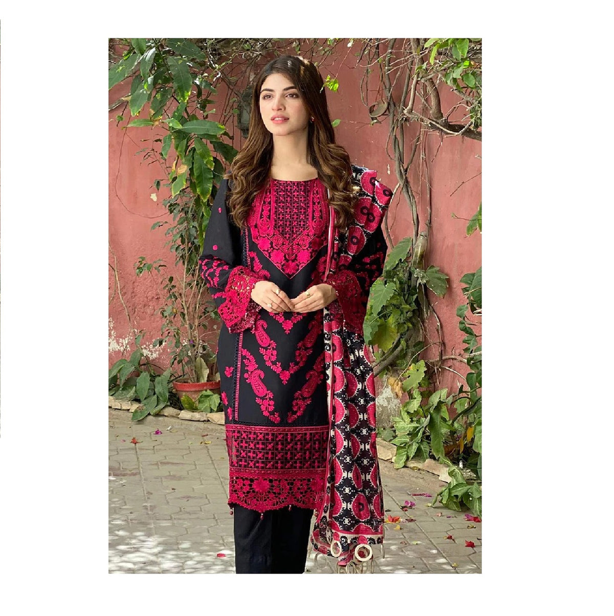 Sapphire 3 Pcs Unstitched Embroidered Lawn Suit Meroon