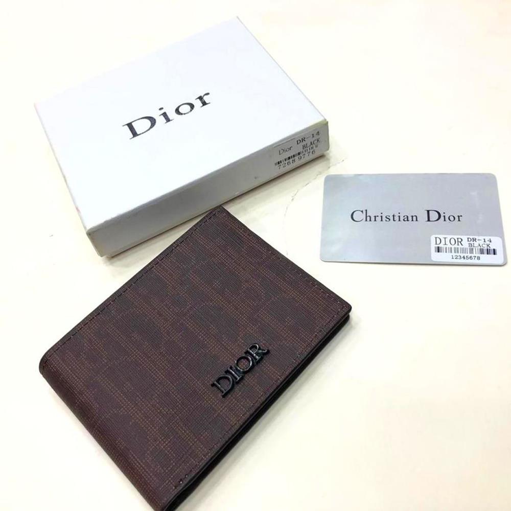 Designer CD Leather Bifold Wallet Brown