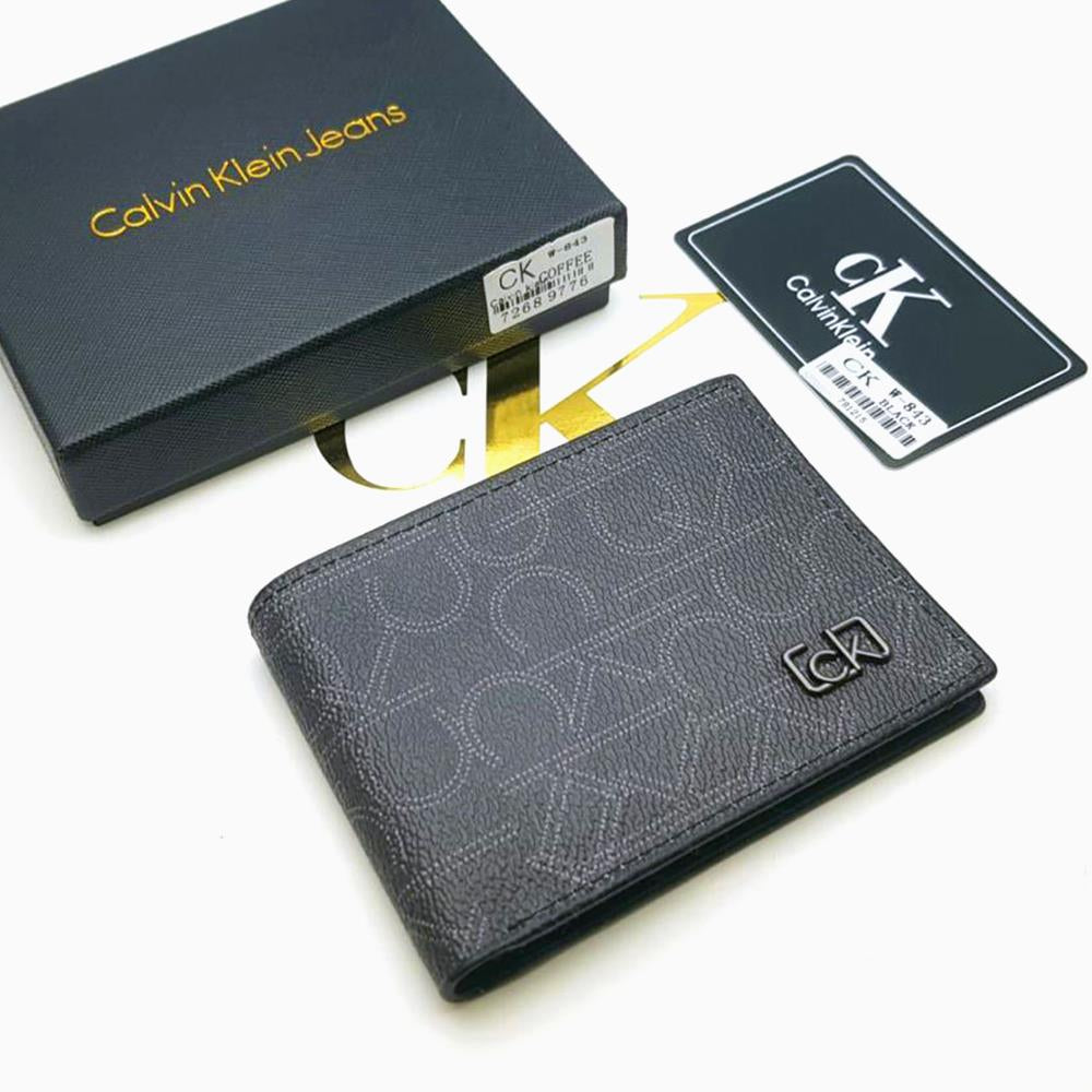 Designer CK Leather Bifold Wallet Black