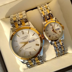 Designer Elke White Dial Watches for Couple