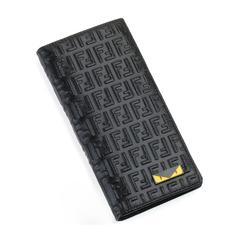 Designer Fendi Leather Men Long Wallet Black ( Made in Italy )