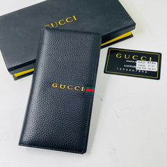 Designer Gucci Leather Men Long Wallet Black