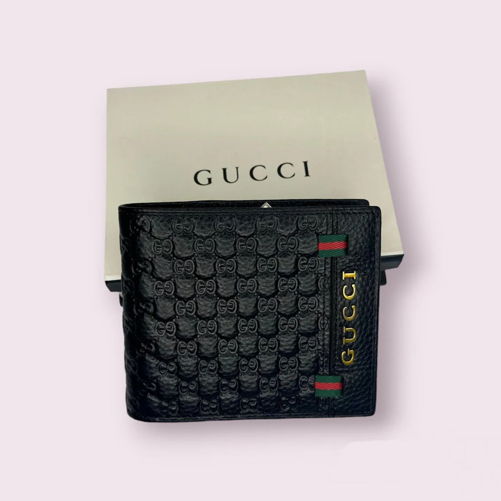 Designer Gucci Leather Bifold Men Wallet Black