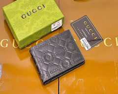 Designer Gucci Leather Bifold Men Wallet Black