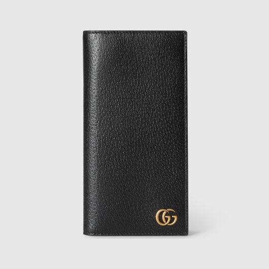 Designer Gucci Leather Men Long Wallet Black ( Made in Italy )