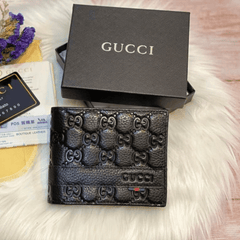 Designer Gucci Leather Men Slim Wallet Black