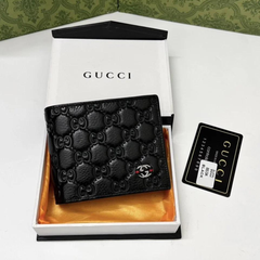 Designer Gucci Leather Men Wallet Textured Black