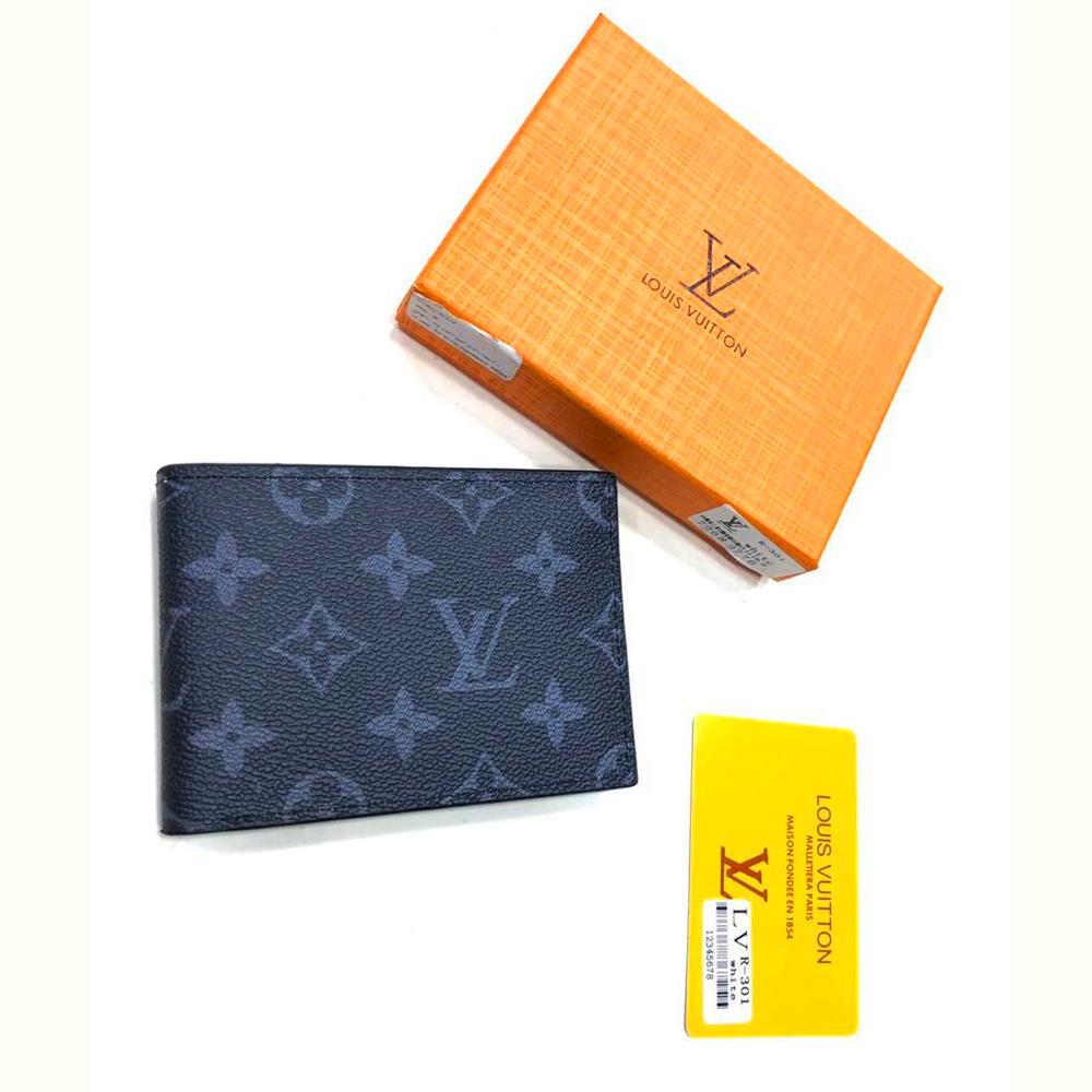 Designer LV Leather Bifold Men Wallet Black