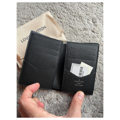 Designer LV Leather Card Holder Black ( Made in Italy)