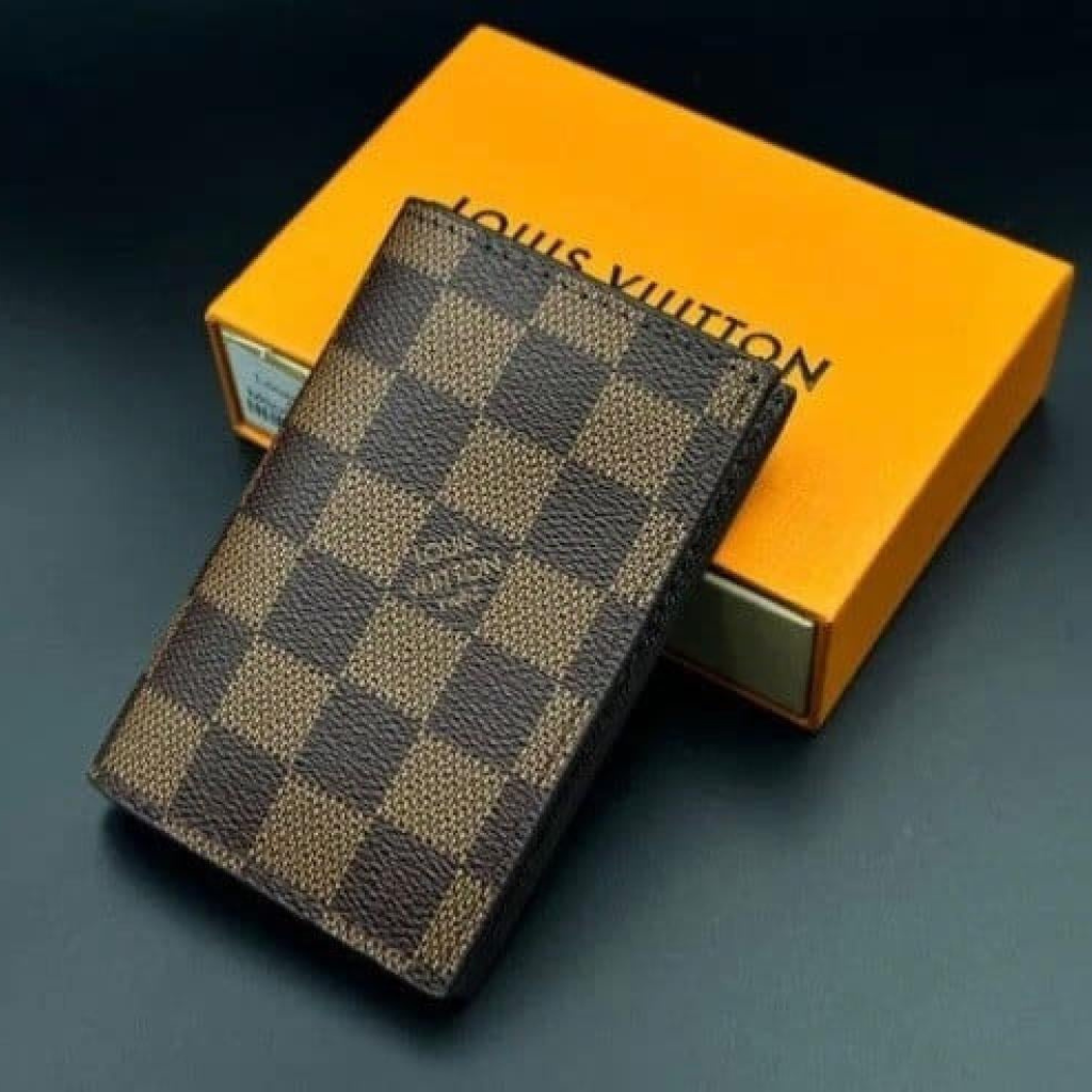 Designer LV Leather Card Holder Brown ( Made in Italy)