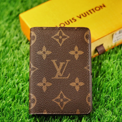 Designer LV Leather Card Holder Textured Brown ( Made in Italy)