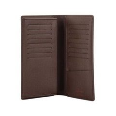 Designer LV Leather Men Bifold Long Wallet Brown