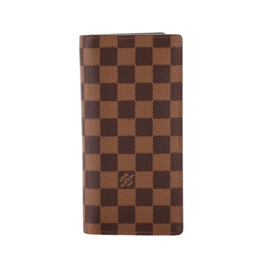 Designer LV Leather Men Bifold Long Wallet Brown