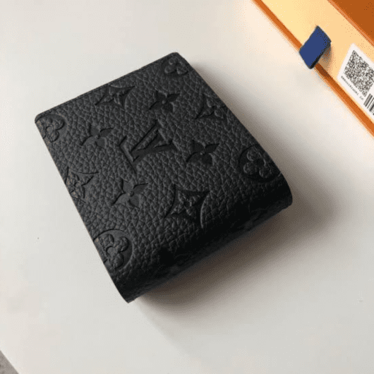 Designer LV Leather Men Slim Wallet Black ( Made in Italy)