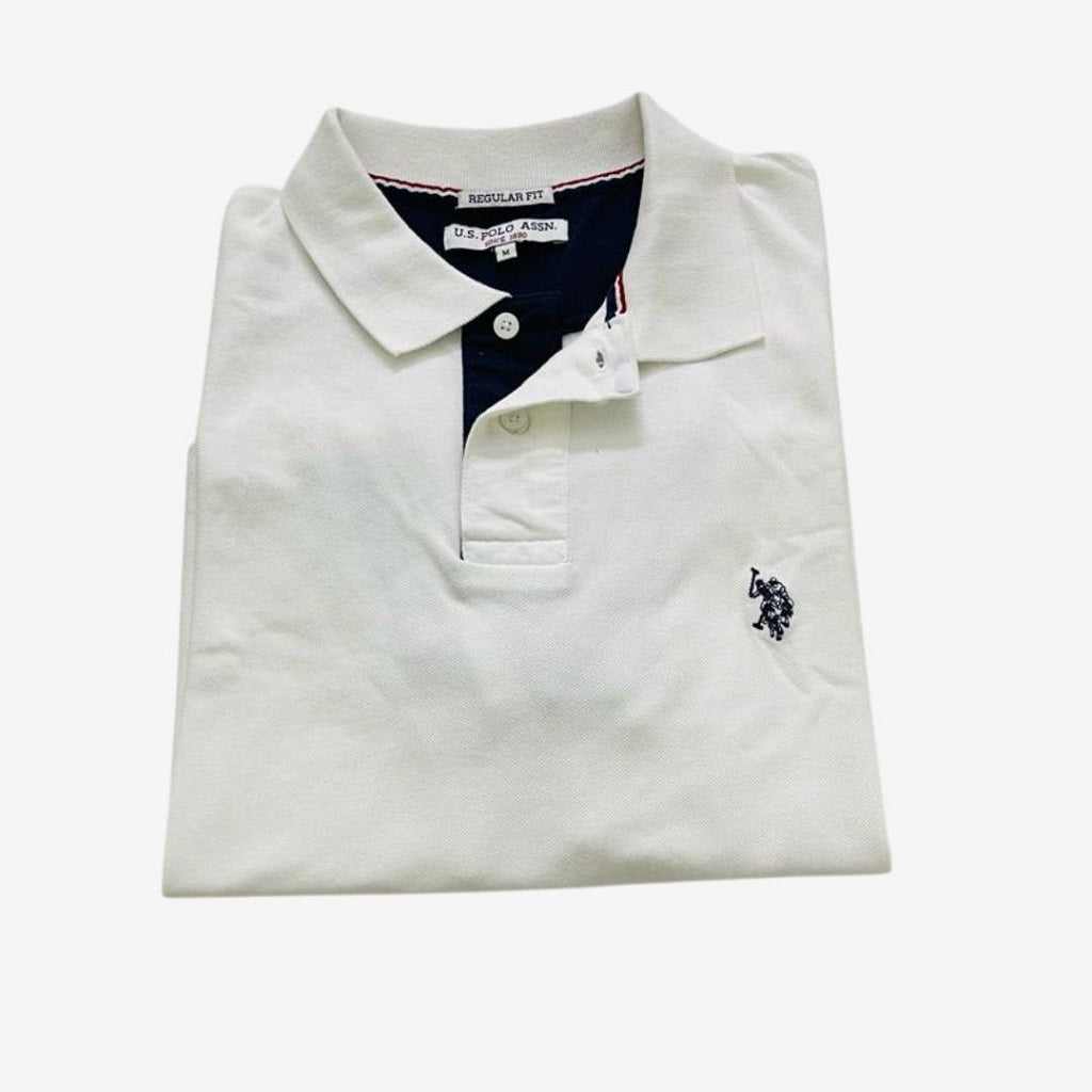 Designer USPA Polo T-Shirt for Men White (Medium)