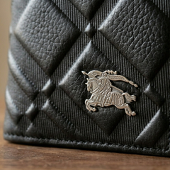 Designer Burberry Leather Long Wallet Black
