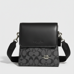 Designer Coach Leather Crossbody Bag Black ( Made in Italy )