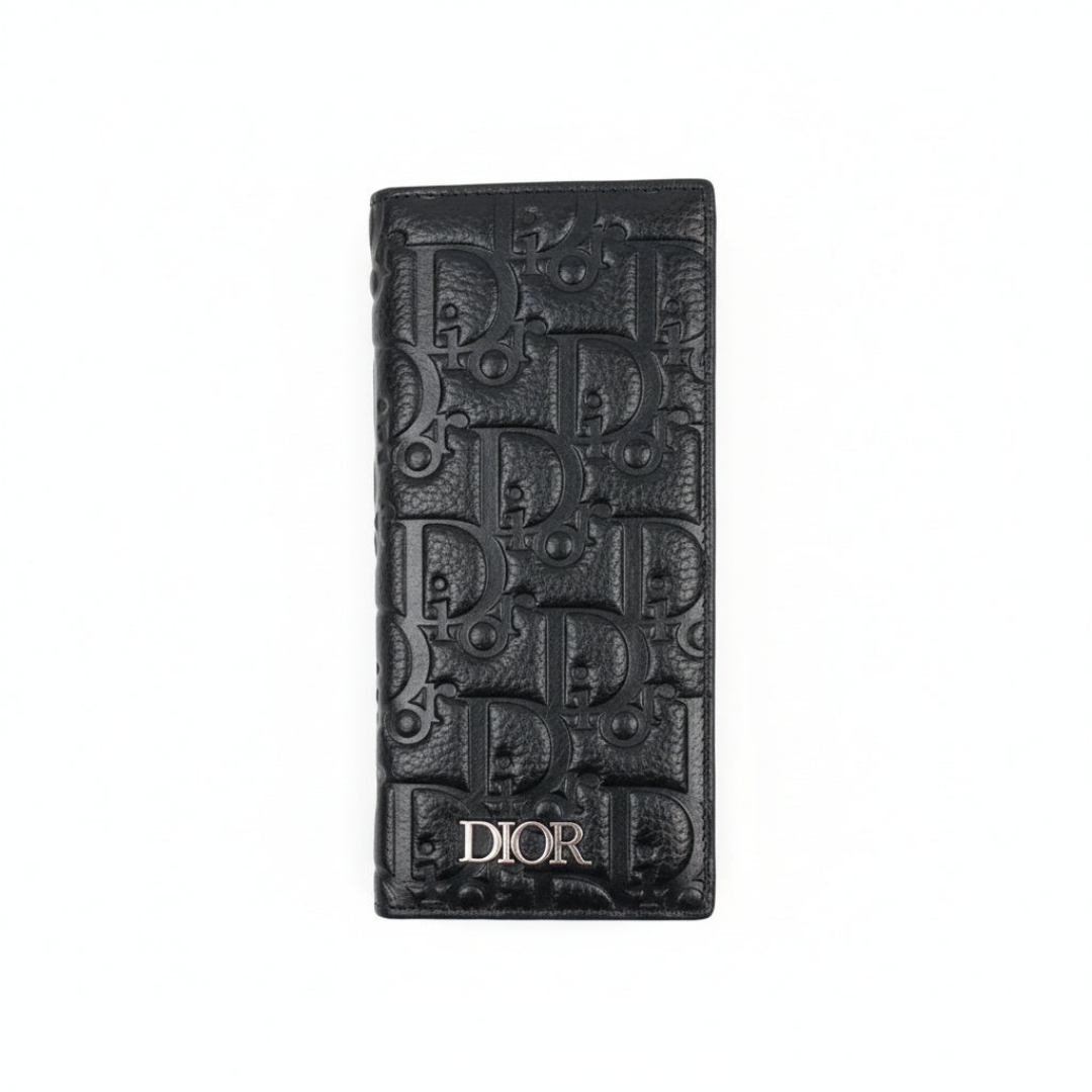 Designer Dior Leather Long Wallet Black