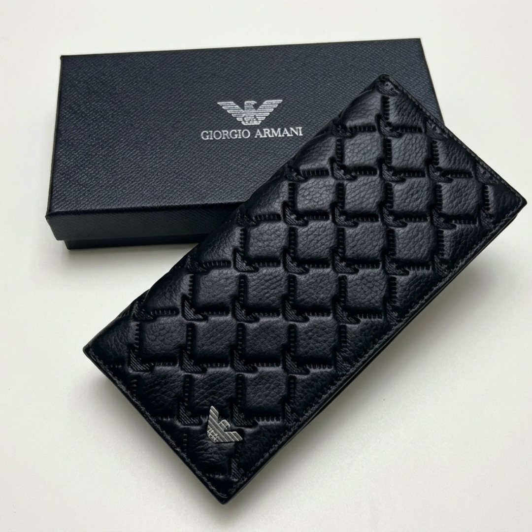 Designer GA Leather Long Wallet Black