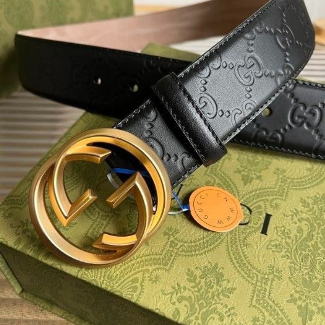 Designer Gucci Leather Belt Black