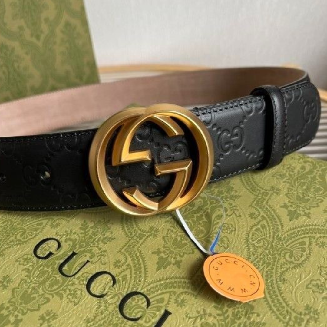 Designer Gucci Leather Belt Black