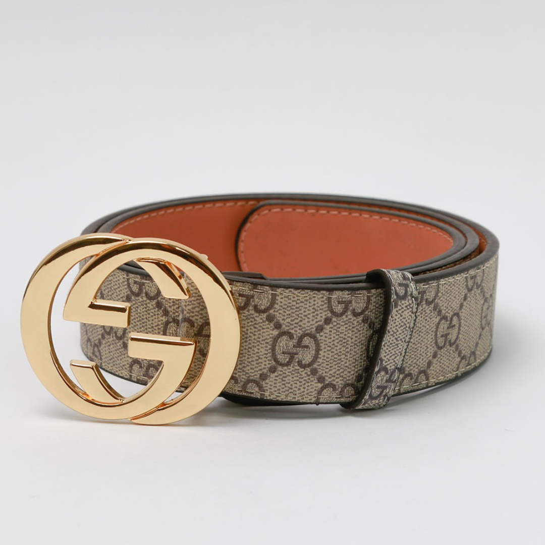 Designer Gucci Leather Belt Golden
