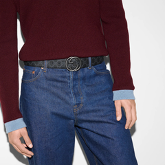 Designer Gucci Leather Belt Grey