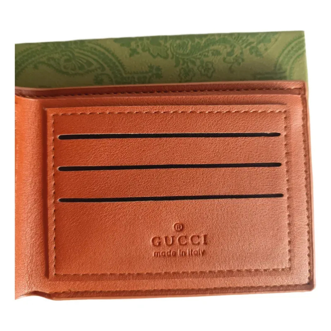 Designer Gucci Leather Bifold Men Wallet Brown ( Made in Italy )