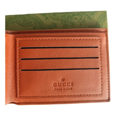 Designer Gucci Leather Bifold Men Wallet Brown ( Made in Italy )