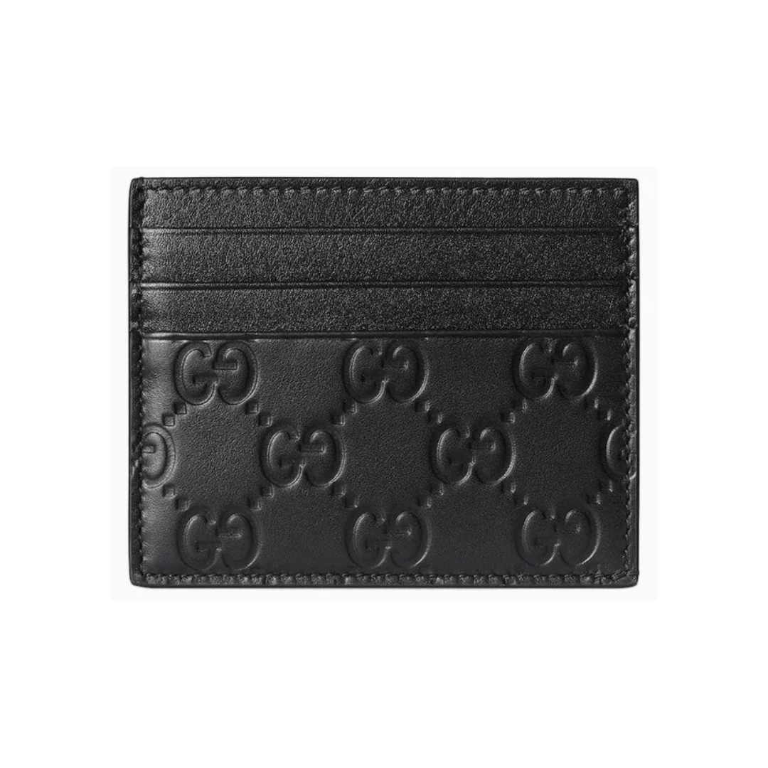 Designer Gucci Leather Card Holder Black ( Made in Italy)