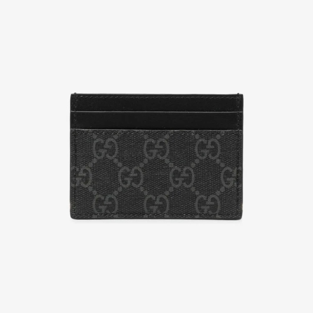 Designer Gucci Leather Card Holder Grey ( Made in Italy)