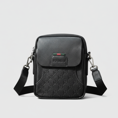 Designer Gucci Leather Crossbody Bag Black ( Made in Italy )