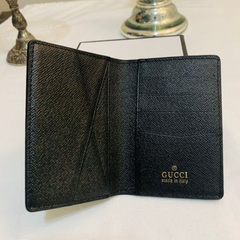 Designer Gucci Premium Leather Card Holder Black ( Made in Italy)