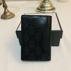 Designer Gucci Premium Leather Card Holder Black ( Made in Italy)