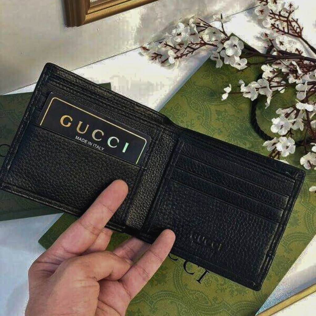 Designer Gucci Wallet For Men Cow Leather Black