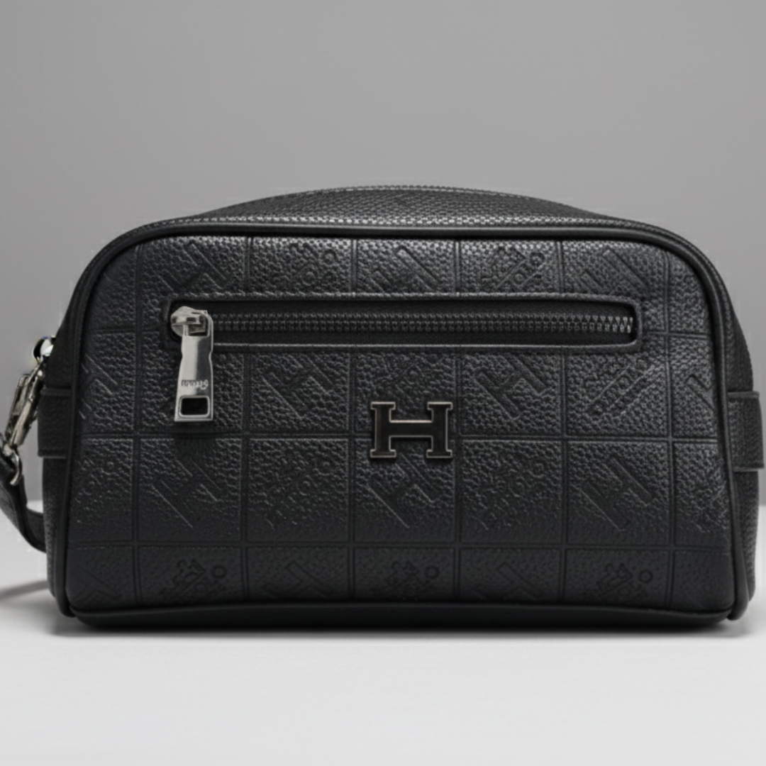 Designer Hermes Leather Pouch Black ( Made In Italy )