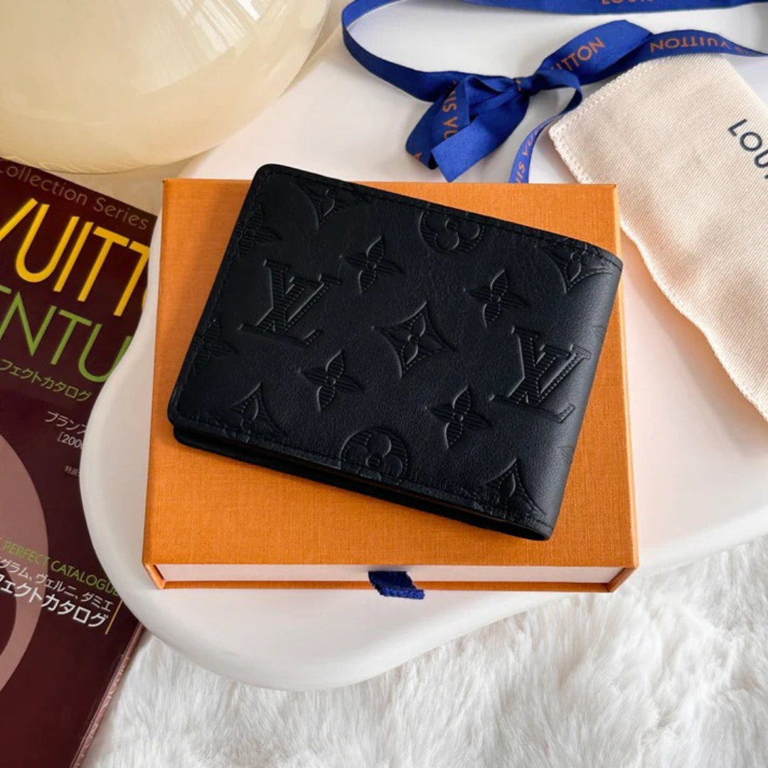 Designer LV Bifold Men Wallet Textured Black ( Made in Italy )