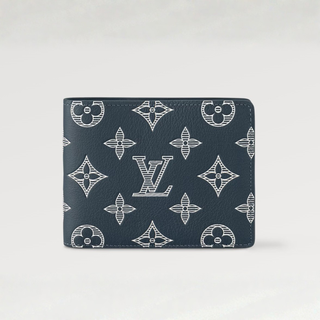 Designer LV Bifold Men Wallet Textured Grey ( Made in Italy )