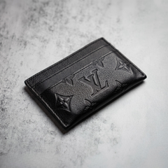 Designer LV Leather Card Holder Black ( Made in Italy)